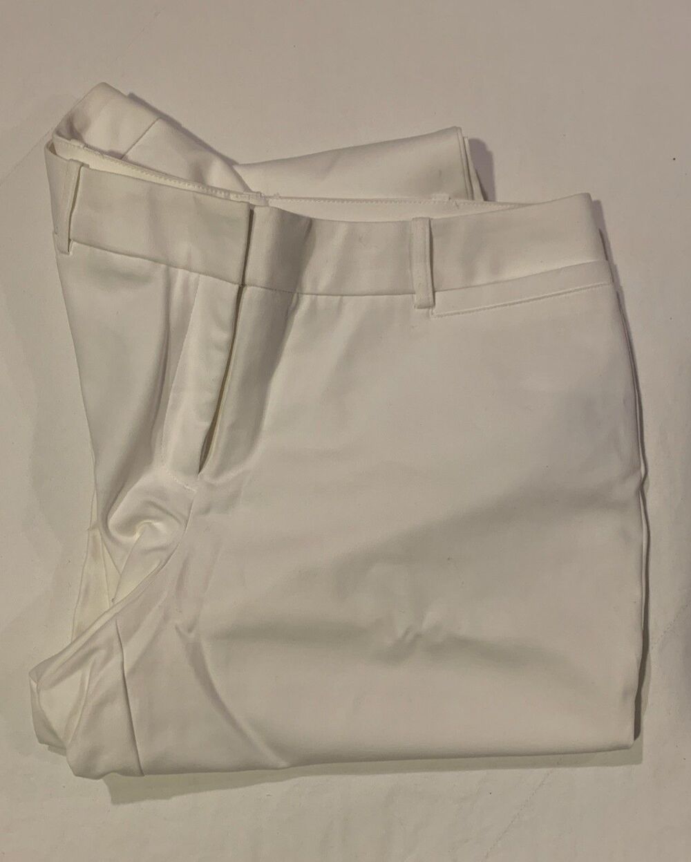 Worthington Curvy Pants Womens 10 White Cotton Stretch Dress Flare Leg